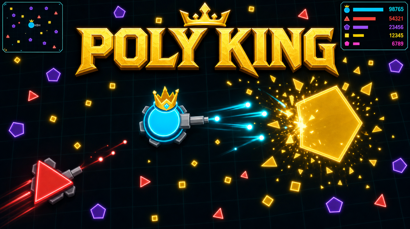 NOVA KING gameplay - top-down space arena, the crowned ship under fire